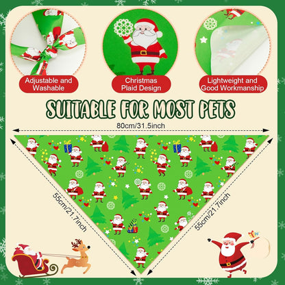 Weewooday 50 Pcs Christmas Bandanas for Dogs Xmas Bandanas Bulk with Santa Snowflake Candy Cane