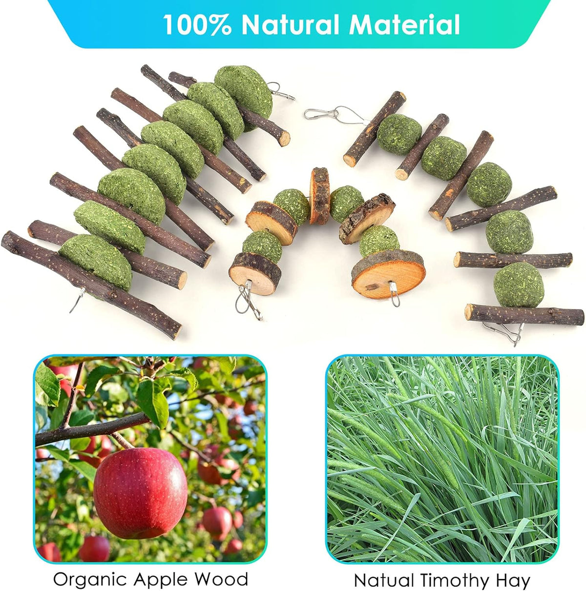 ERKOON Bunny Chew Toys, Rabbit Chew Toys for Teeth Grinding, Improve Dental Health, 100% Natural