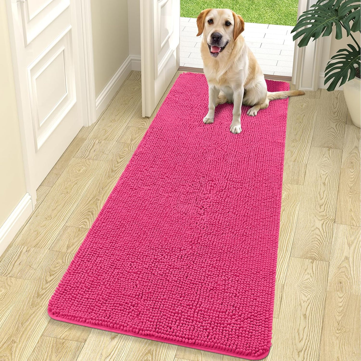 OLANLY Dog Door Mat for Muddy Paws 70x24, Absorbs Moisture and Dirt, Absorbent Non-Slip Washable