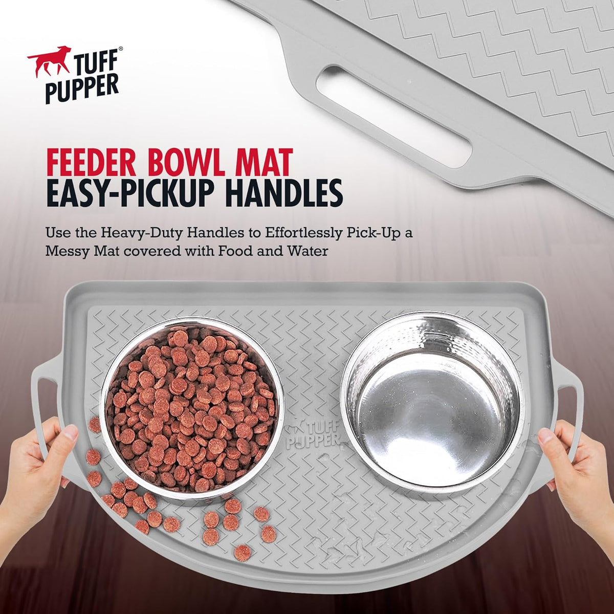 Tuff Pupper 26x21 Large Waterproof Pet Feeding Mat | Designed for Pet Fountains, Dog Gravity Water