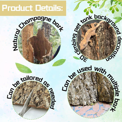 4PCS Cork Terrarium Background 15.7x11.8in Natural Cork Large Bark Climbing Mat Habitat Decoration
