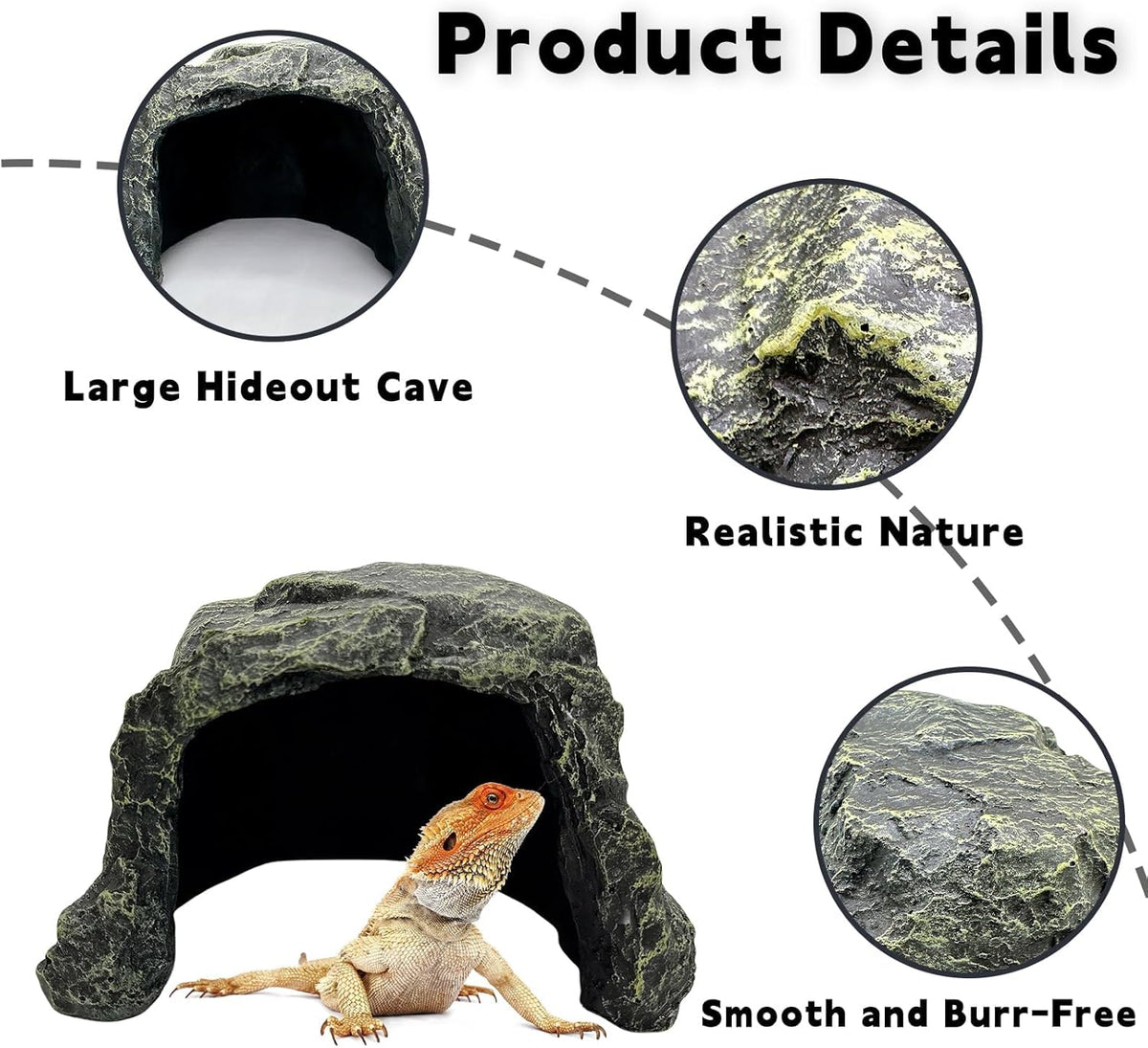 BNOSDM Reptile Hideout,Large Tortoise Hide Cave,Resin Rock,Bearded Dragon Hideaway,Turtle Basking