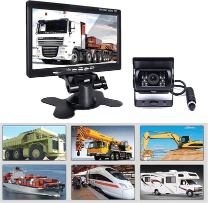 Hikity 7" Backup Camera with Monitor Kit, Waterproof 18 IR LED Night Vision Reverse Camera + Rear