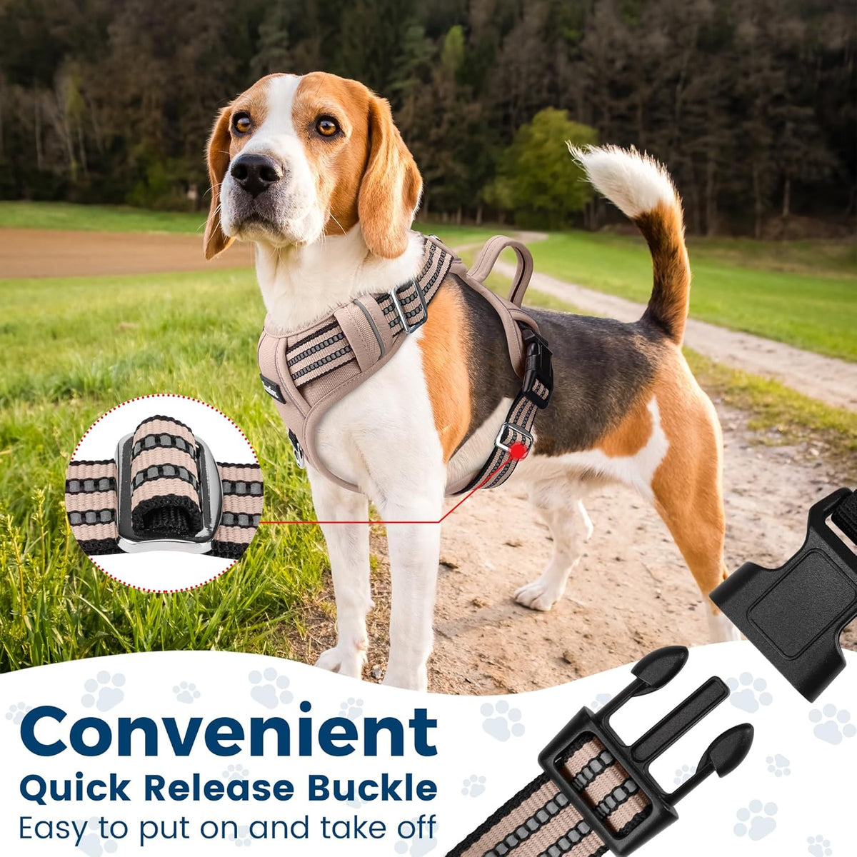 Funfox Dog Harness No Pull, Adjustable Pet Vest Harness, Super Soft Material with Vertical Handle