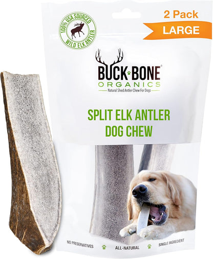 Buck Bone Organics Dog Chews, Elk Antlers for Dogs, Long Lasting Dog Bones for Aggressive Chewers