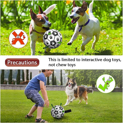 QDAN Dog Toys, Soccer Ball with Straps, World Cup Interactive Toys for Tug of War, Puppy Birthday