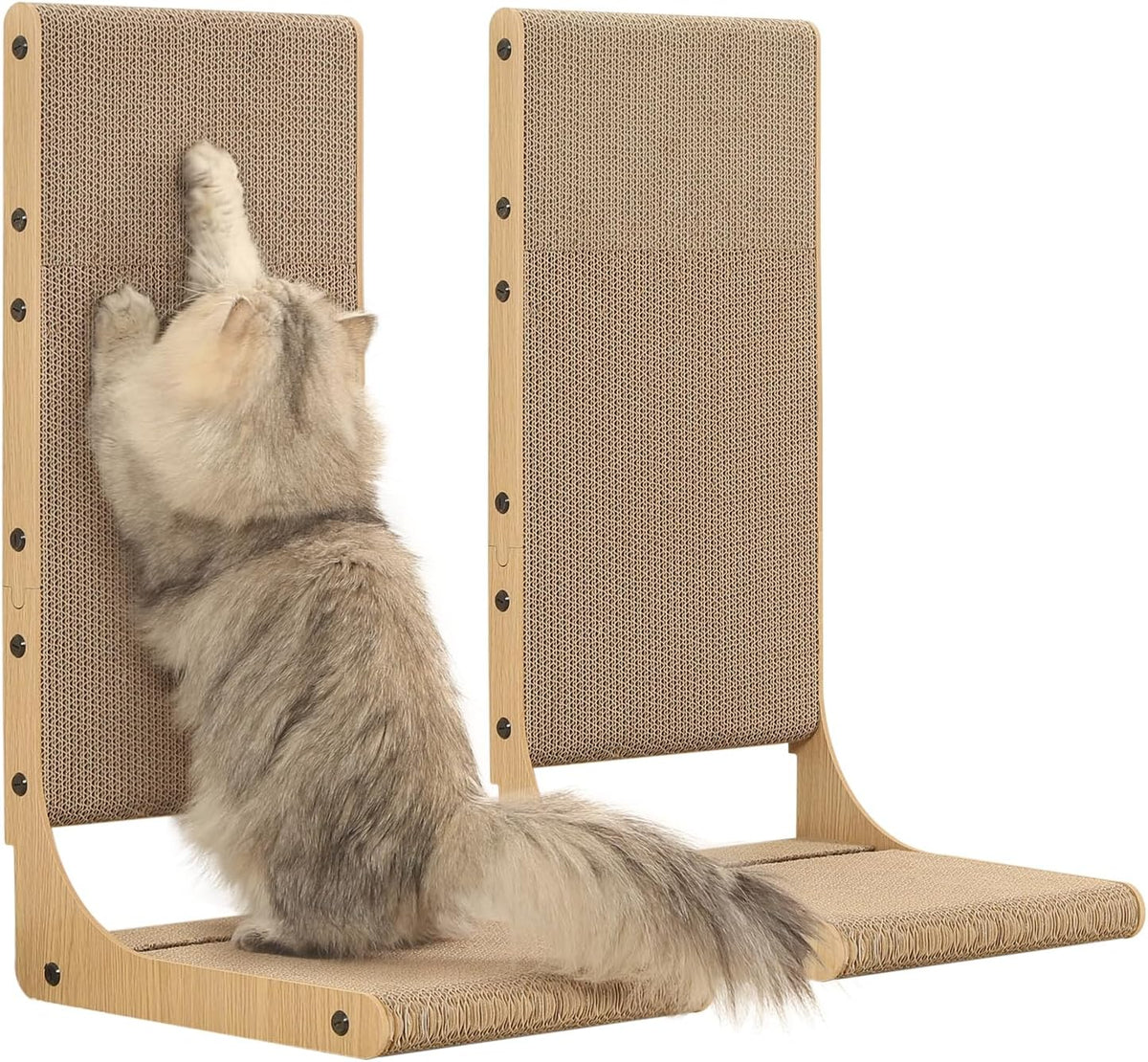 2-Pack Cat Scratching Board, 25.6'' Tall Cardboard L Shape Vertical Cat Scratchers for Indoor Cats