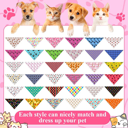 72 Pcs Paw Dog Bandanas Bulk Pet Triangle Scarf Cat Bibs Puppy Scarf Pet Bandanas for Puppy Cat