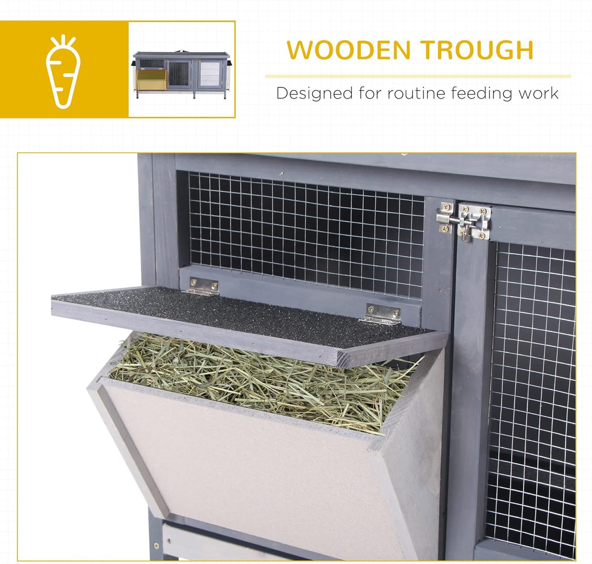 PawHut Wooden Rabbit Hutch Bunny Hutch Cage Guinea Pig with Waterproof Roof, No Leak Tray and