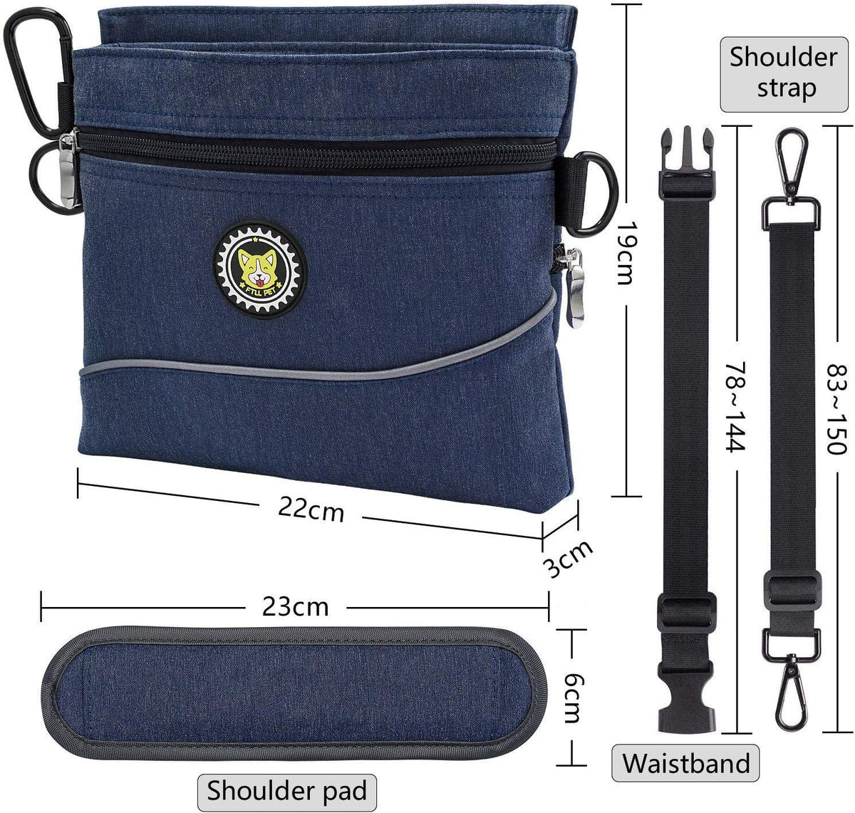 Viklluyr Dog Treat Pouch Bag with Magnetic Closure, Dog Food Carrier with Removable Inner Pocket