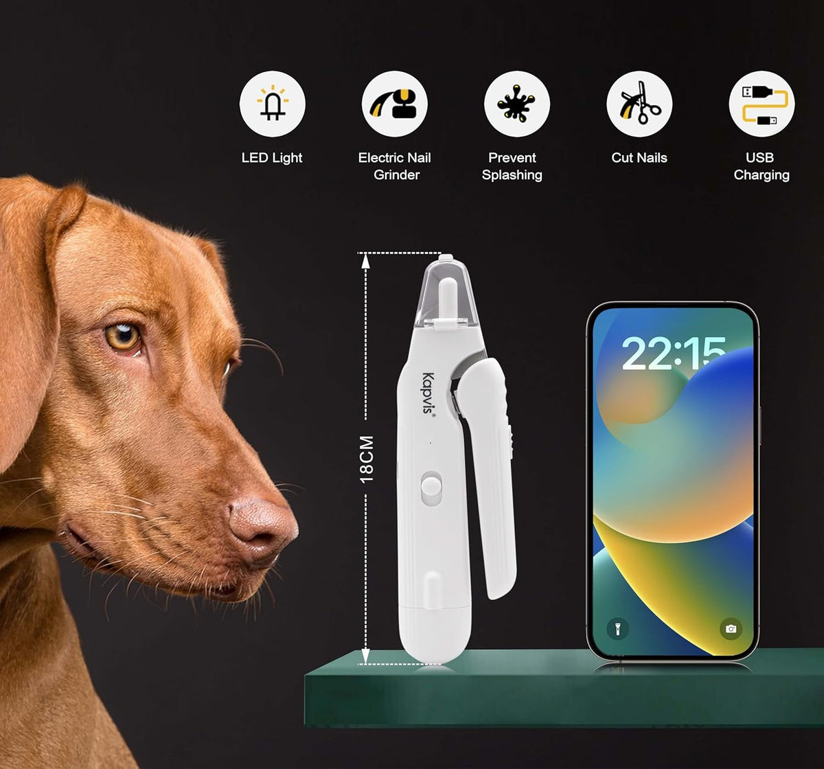 2-in-1 Dog & Cat Nail Clipper and Grinder,LED Lights & Safety Guard for Large Medium Small Dogs