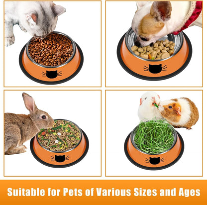 2Pcs Cat Bowls Non-Slip Stainless Steel Small Cat Food Bowls Unbreakable Thicken Cat Feeder 7 Oz