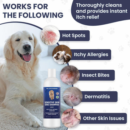 Premium 3-in-1 Sensitive Skin Dog Shampoo, Great for Allergies, Itching, Scratching, Anti-Itch