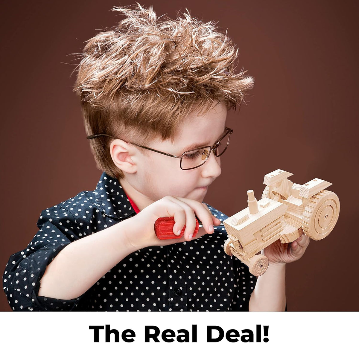 Kraftic Woodworking Building Kit for Kids, with 3 Educational DIY Carpentry Construction Wood Model