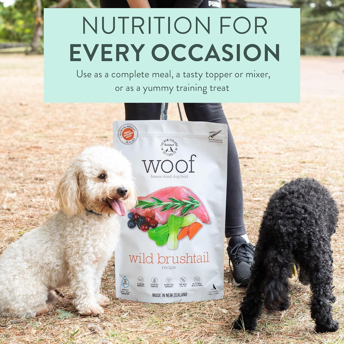 Woof Wild Brushtail Freeze Dried Raw Dog Food, Mixer, or Topper, or Treat - High Protein, Natural