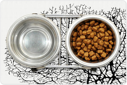 Lunarable Nature Pet Mat for Food and Water, Silhouette of Twisted Coral Reef Branches in
