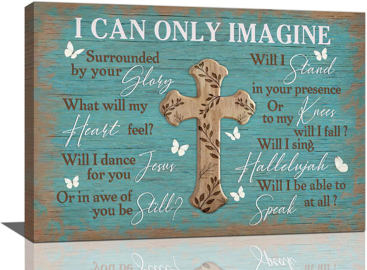 Rustic Christian Cross Wall Art I Can Only Imagine Pictures Farmhouse Butterfly Wall Decor Teal