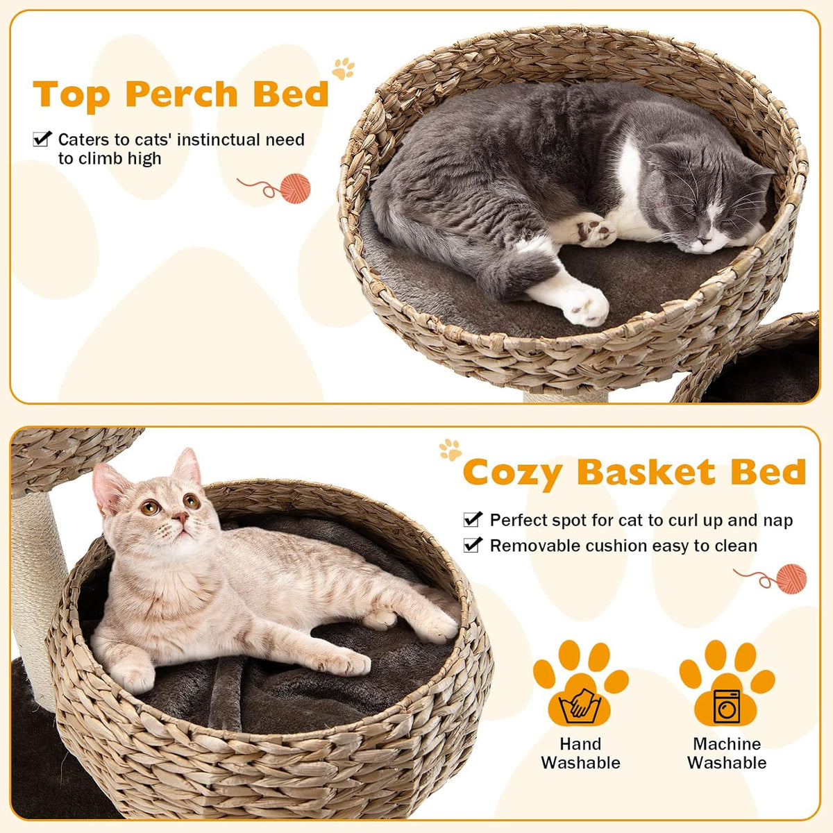Tangkula Modern Cat Tree for Indoor Cats, Small/Tall Cat Tower with Natural Sisal Scratching Post