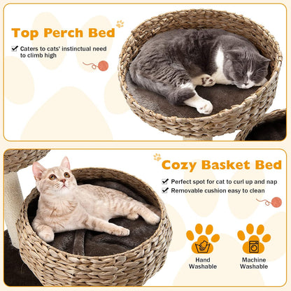 Tangkula Modern Cat Tree for Indoor Cats, Small/Tall Cat Tower with Natural Sisal Scratching Post