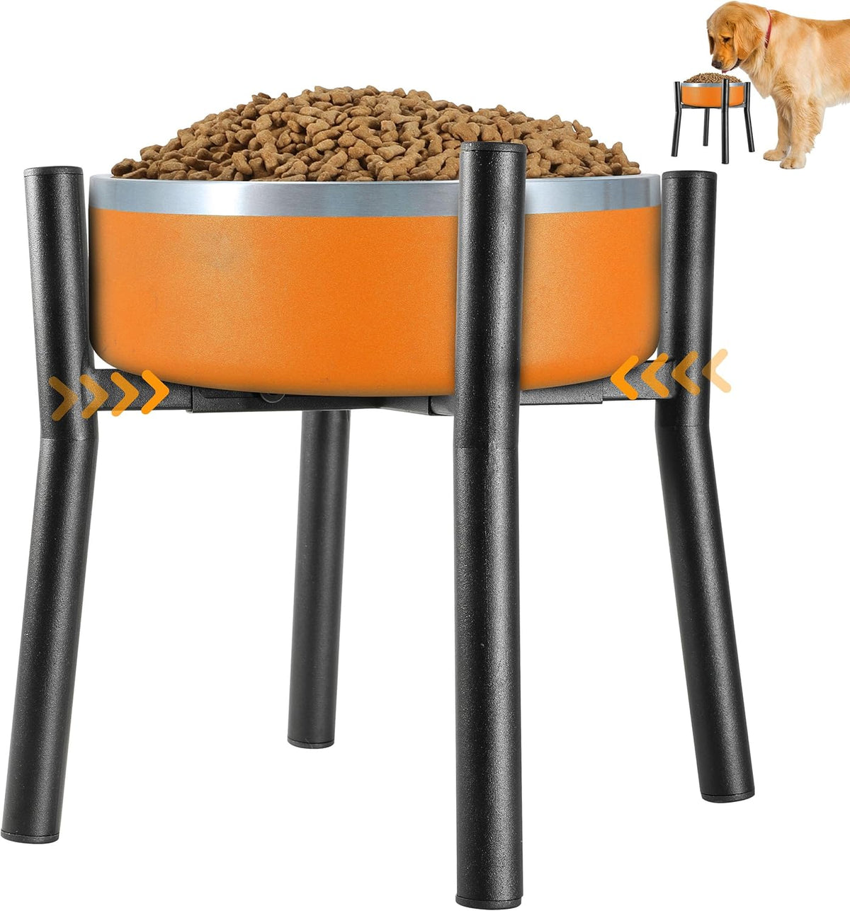 Lifted Dog Bowl Stand - Without Bowls, Single Raise Pet Food Table Adjustable Wide 7-11", Tall 12"