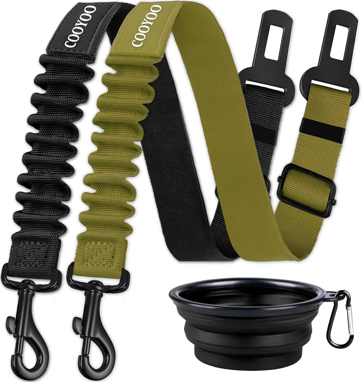 COOYOO Dog Seat Belt,3 Piece Set Retractable Dog Car Adjustable Seatbelts for Vehicle Nylon Pet