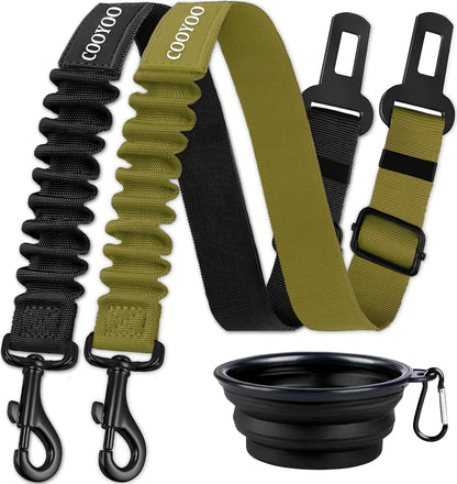 COOYOO Dog Seat Belt,3 Piece Set Retractable Dog Car Adjustable Seatbelts for Vehicle Nylon Pet