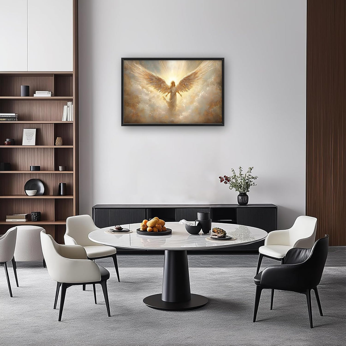 Large Angel Wall Art for Living Room, Framed Oversized Angel Wing Wall Decor Fantasy Sky Clouds