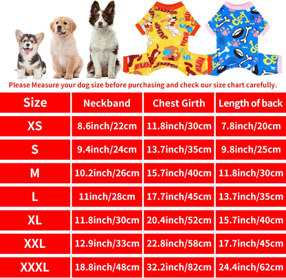 2PCS Dog Pajamas for Extral Small Xs Sized Doggie Pjs Clothes Puppy Onesies Outfits Pet Jammies Boy