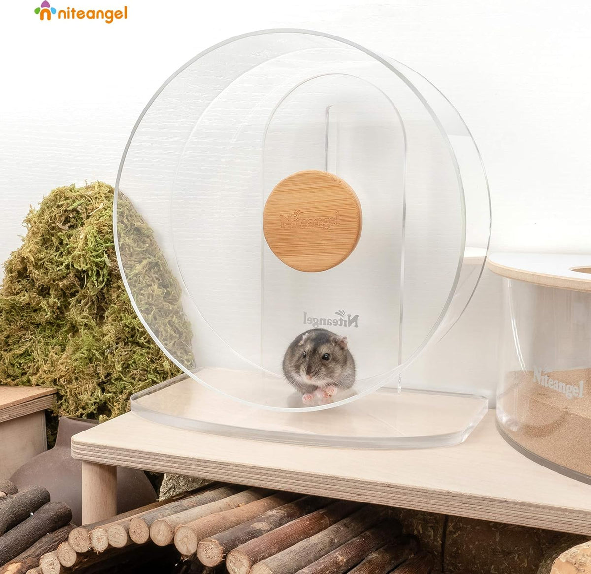 Niteangel Silent Hamster Exercise Wheel: - Dual-Bearing Quiet Spinning Acrylic Hamster Running