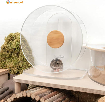 Niteangel Silent Hamster Exercise Wheel: - Dual-Bearing Quiet Spinning Acrylic Hamster Running