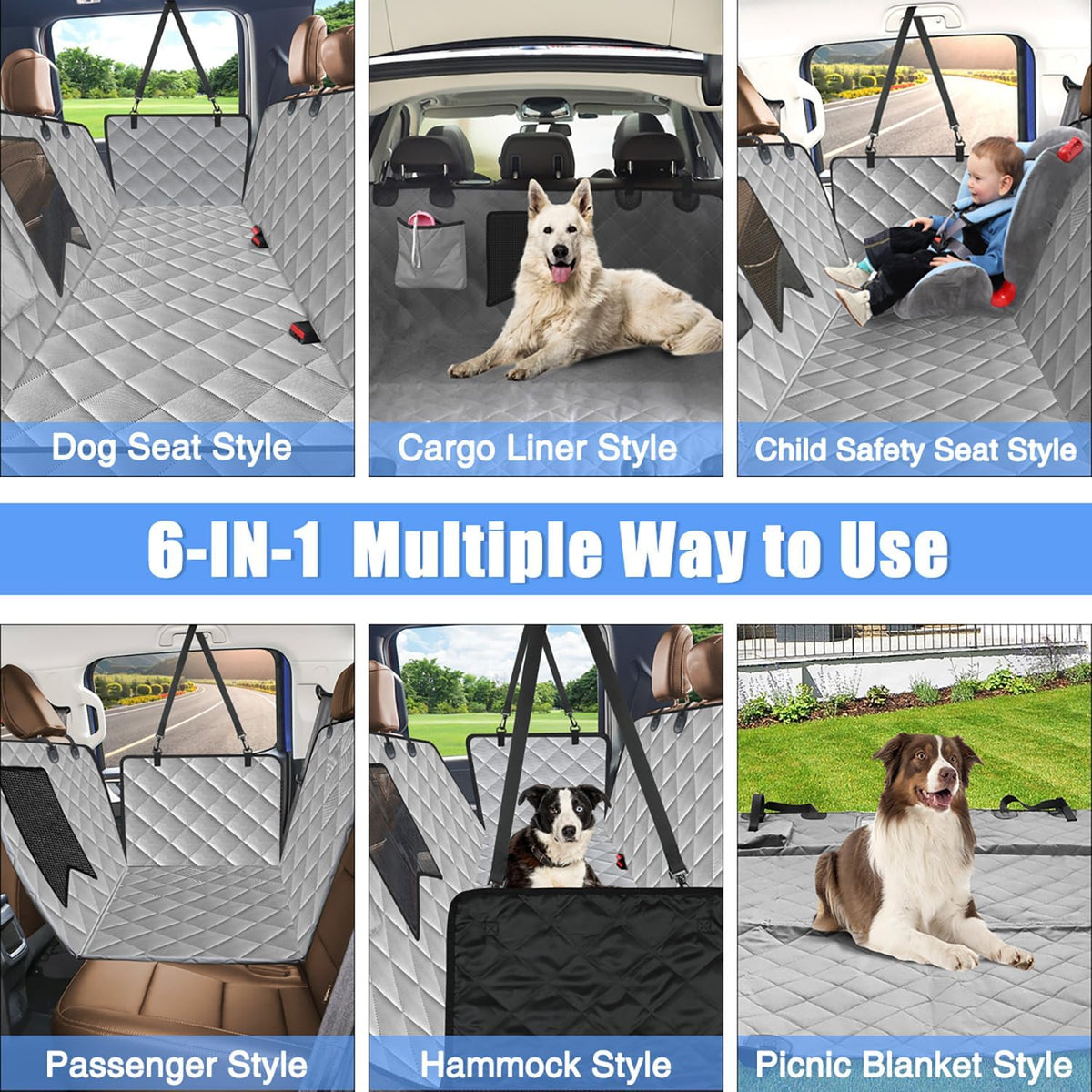 Kytely Dog Car Seat Cover XL, Heavy Duty Dog Seat Cover for Back Seat, 100% Waterproof Nonslip