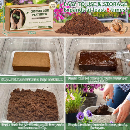 Legigo 2 Pack Premium Coco Coir Brick for Plants- 100% Organic Compressed Coconut Coir Bricks