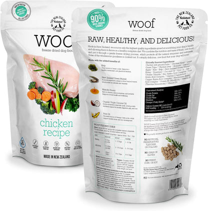 WOOF Freeze Dried Dog Food - Chicken Recipe, High Protein Dog Treats & Snacks, Dog Food Toppers &
