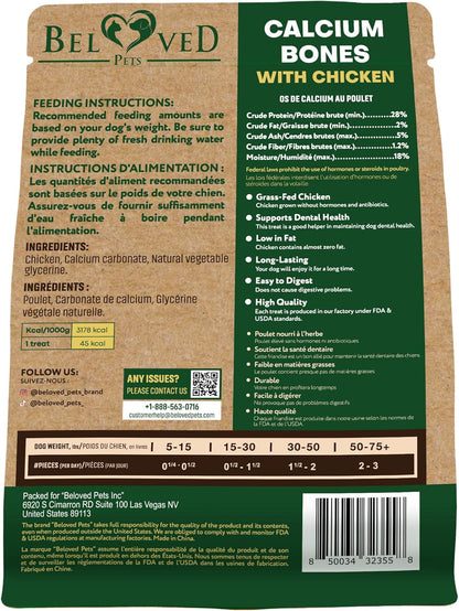 Beloved Pets Dog Treats, Calcium Bones Wrapped Chicken & Rawhide Free Chew 11Oz - Pet Healthy Dried