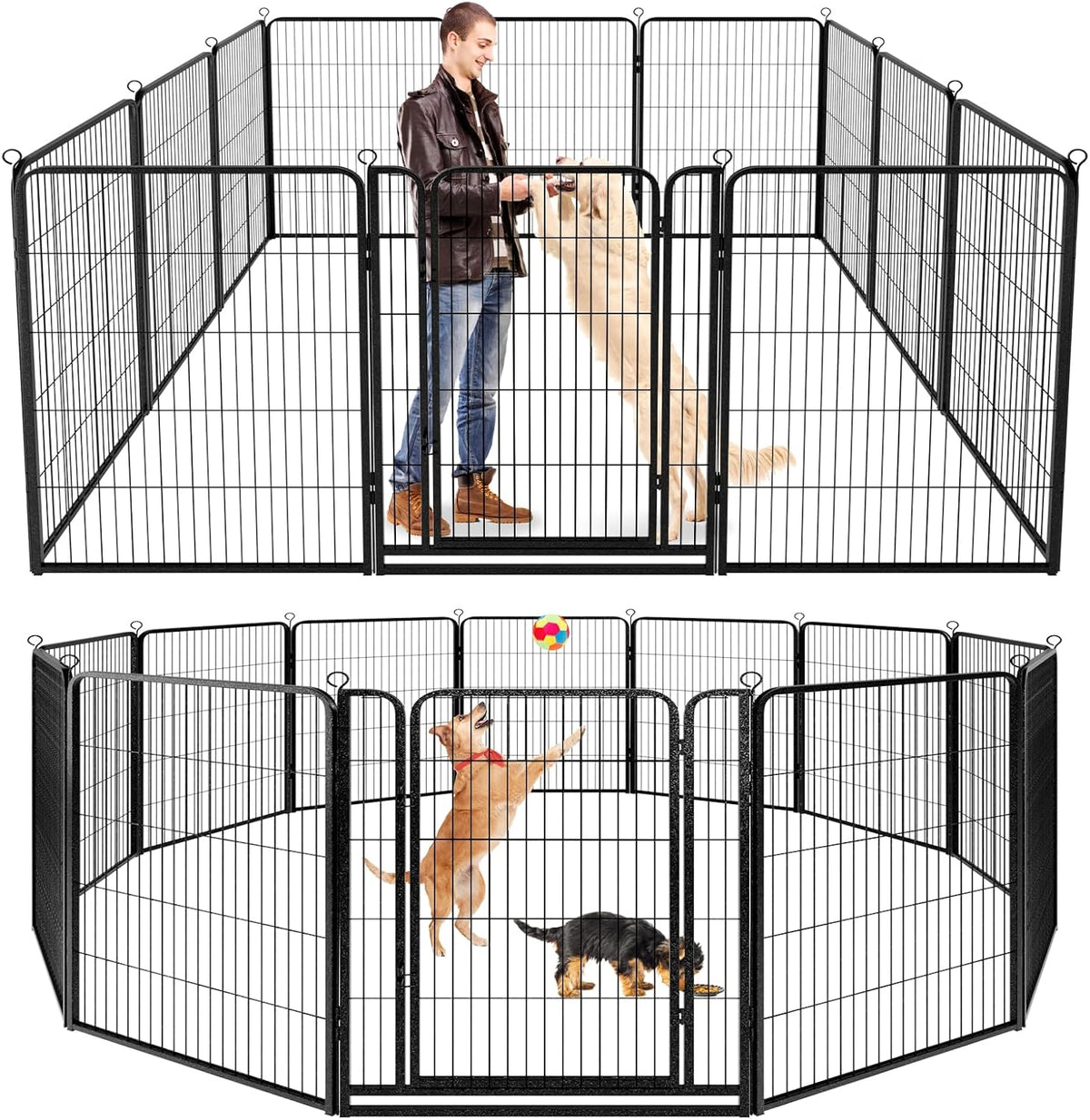 Dog Playpen Outdoor Extra Wide 12 Panels Heavy Duty Dog Fence 47" Height Anti-Rust with Doors