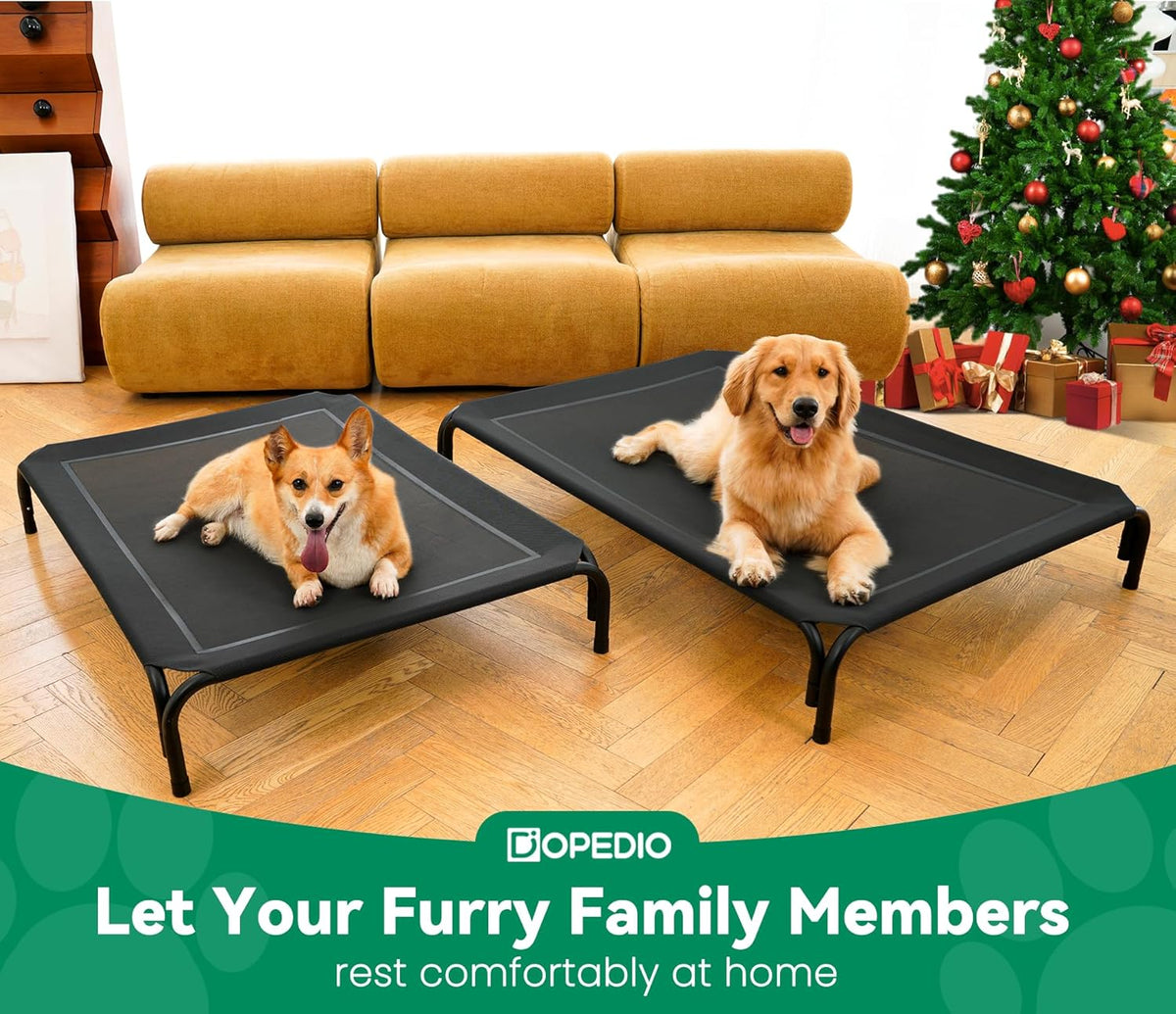 Elevated Dog Bed Raised Outdoor Dog Cot for Medium Dogs, Installation Requires No Tools, Frame with