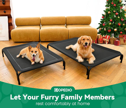 Elevated Dog Bed Raised Outdoor Dog Cot for Medium Dogs, Installation Requires No Tools, Frame with