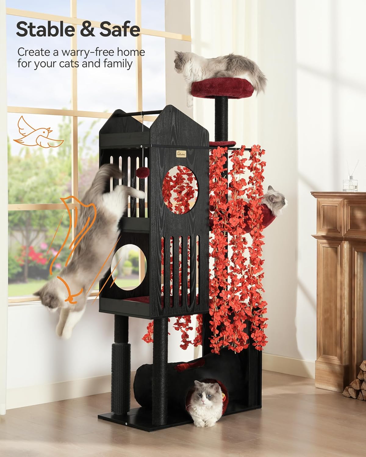 FourFurPets Gothic Cat Tree, 67" Cat Tower for Indoor Cats, Maine Coon Cat Tree for Large Cats 20