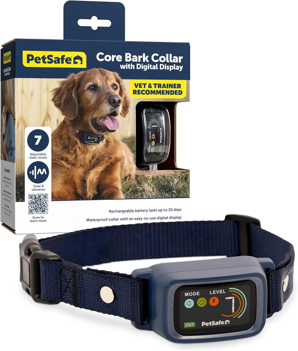PetSafe Core Digital Dog Bark Collar – Waterproof Anti-Bark Training Device – Tone, Vibration and