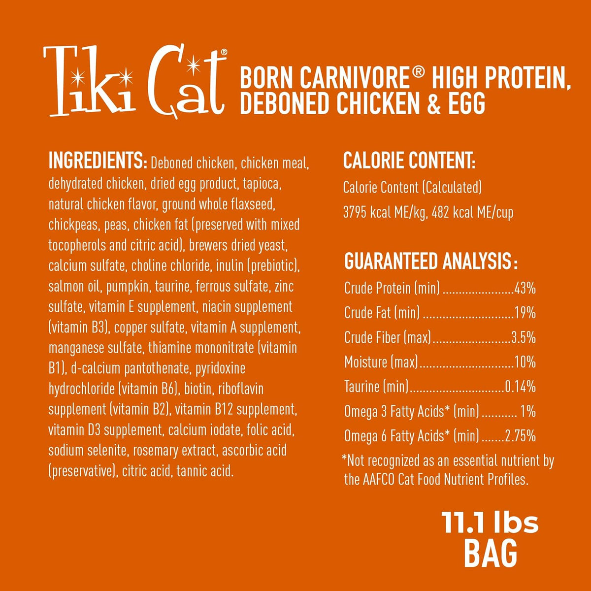 Tiki Cat Born Carnivore High Protein, Deboned Chicken & Egg, Grain-Free Baked Kibble to Maximize
