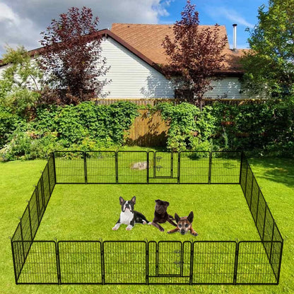 BestPet Dog Playpen Indoor 32 inch 24 Panels Metal Dog Pen Pet Dog Fence Outdoor Exercise Pen with