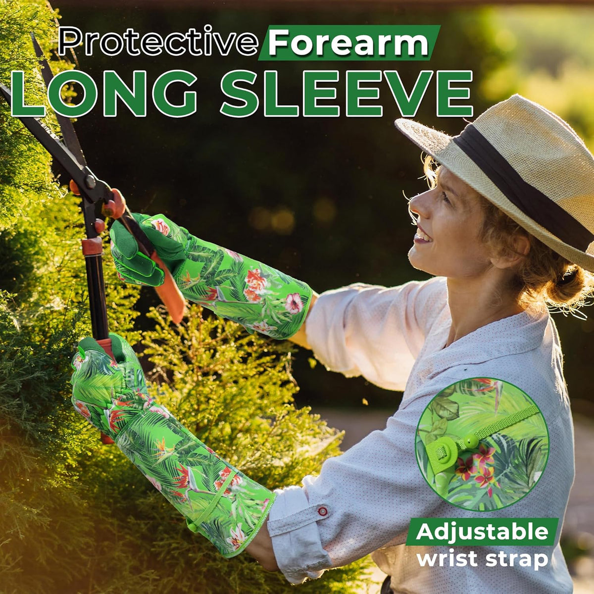 HANDLANDY Women Gardening Gloves, Thorn Proof Breathable Ladies Rose Pruning Long Gauntlet Floral