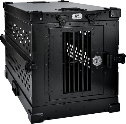 Heavy Duty Fully Collapsible Powder-Coated Aluminum Dog Crate - Small (Black)