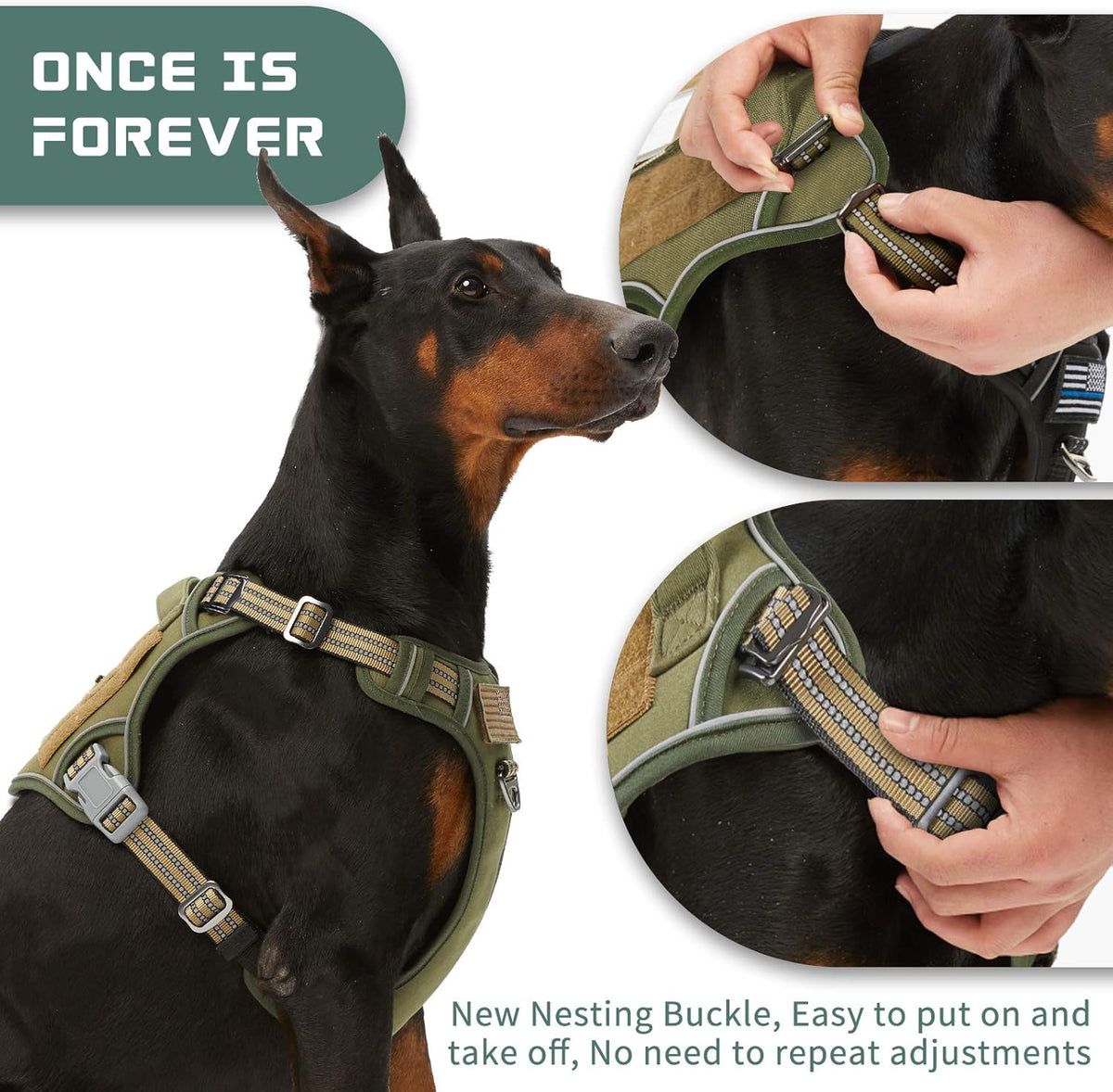 BUMBIN Tactical Dog Harness for Large Dogs No Pull, Famous TIK Tok No Pull Dog Harness, Fit Smart