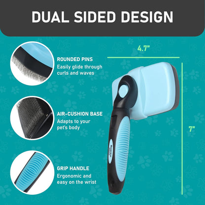 Maxpower Planet Pet Grooming Brush - Double Sided Shedding and Dematting Undercoat Rake Comb for