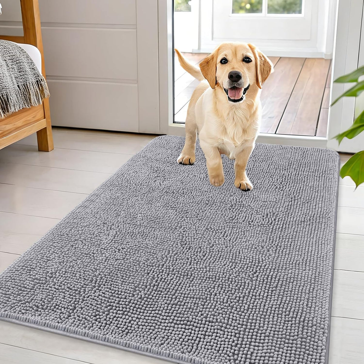 OLANLY Dog Door Mat for Muddy Paws 44x32, Absorbs Moisture and Dirt, Absorbent Non-Slip Washable
