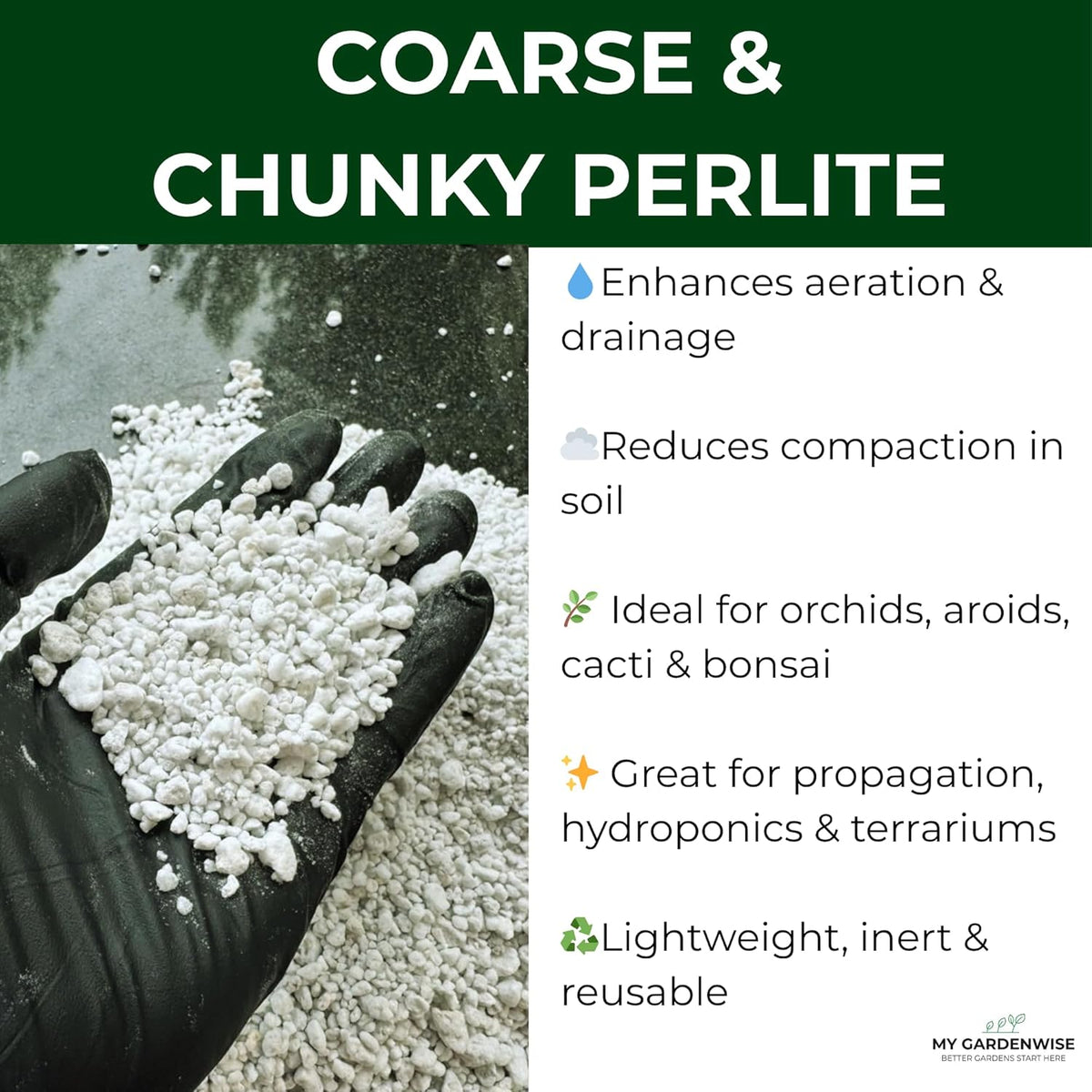 Perlite for Plants, Coarse and Chunky Horticultural Perlite, Organic Perlite for Gardening Indoor &