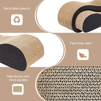 2 in 1 Cat Scratcher Cardboard Lounge Bed, Cat Scratching Post, Durable Board Pads Prevents