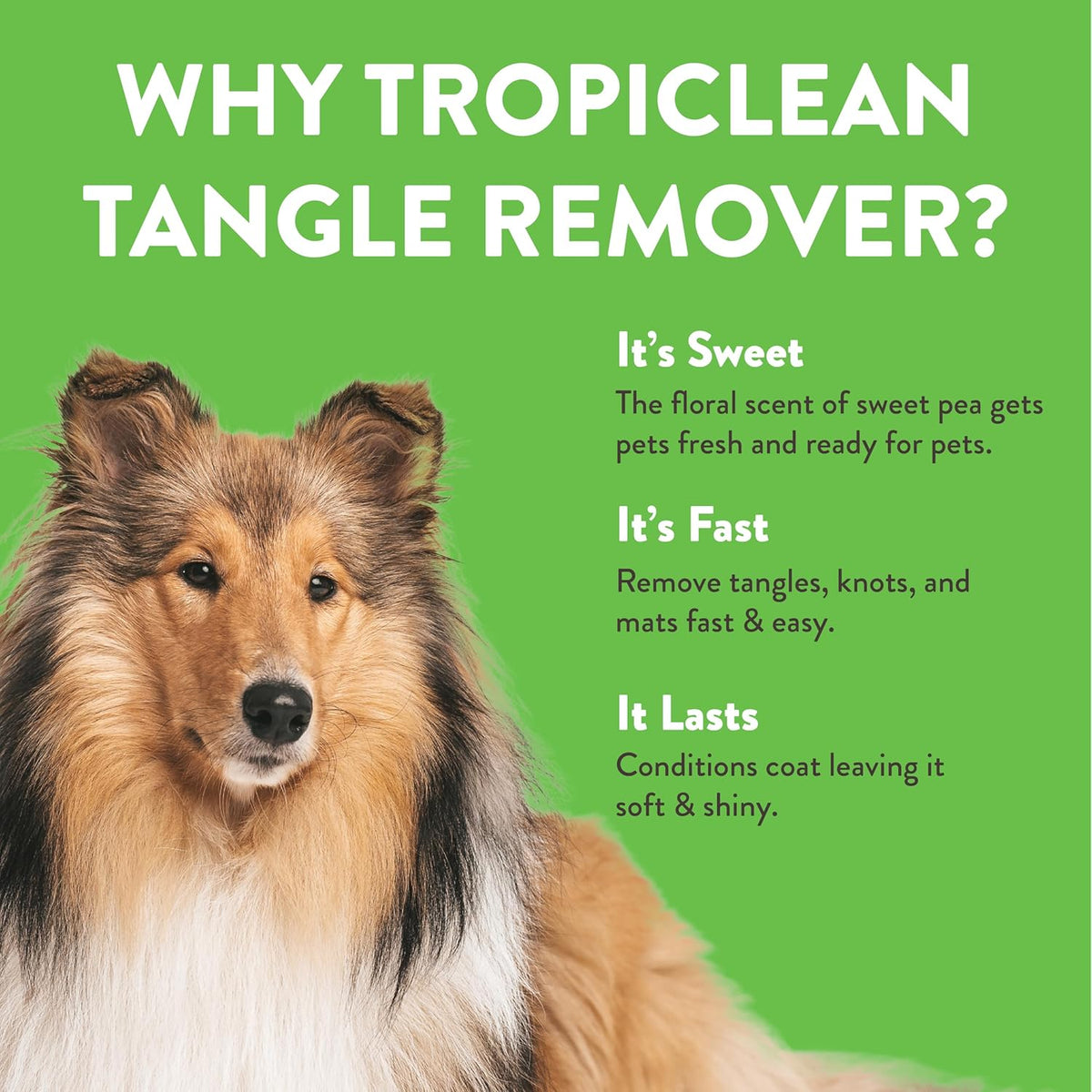 TropiClean Sweet Pea Cat & Dog Detangler Spray Dematting | Dog Conditioner Spray Derived from