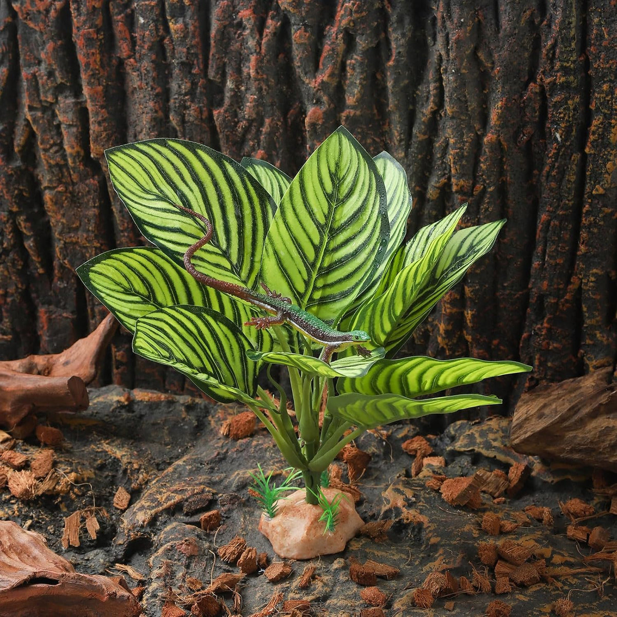 IBWell Reptile Terrarium Plants - Tortoise Habitat Accessories, Artificial Spider Plant for Gecko